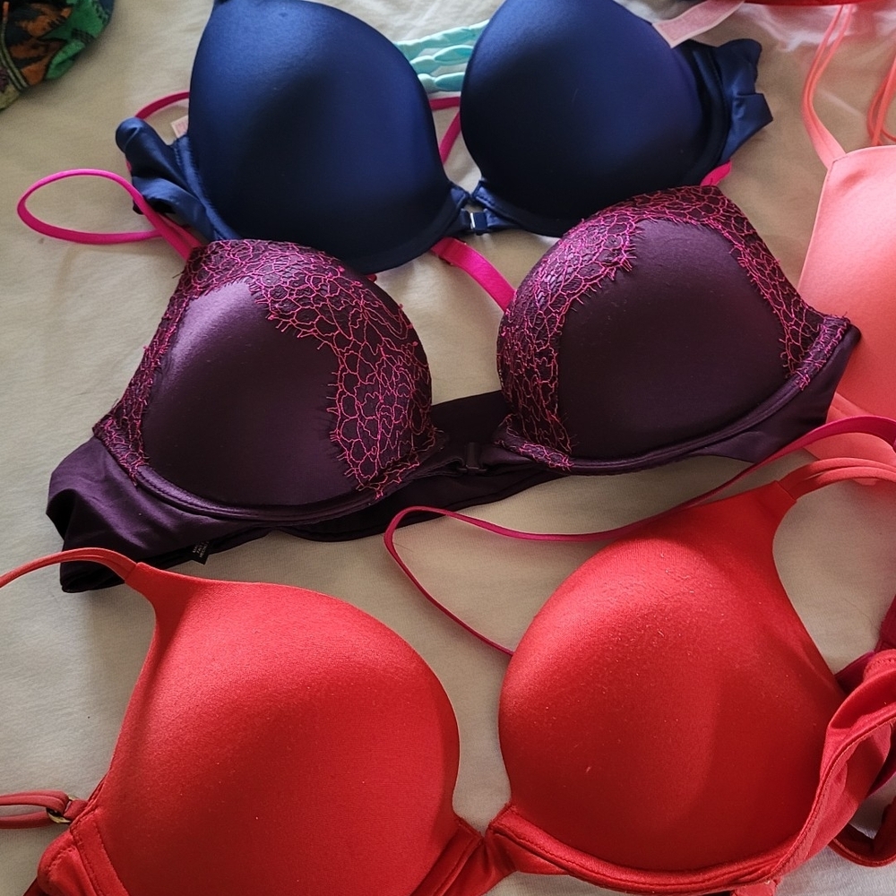 Victoria's Secret Navy, Purple, and Red Bra Collection